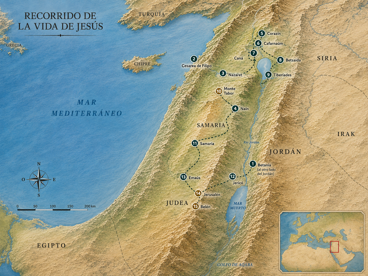 Mapa de Tierra Santa del juego El Camino de Jesús